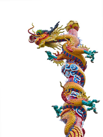Chinese dragon statue isolated on the white background