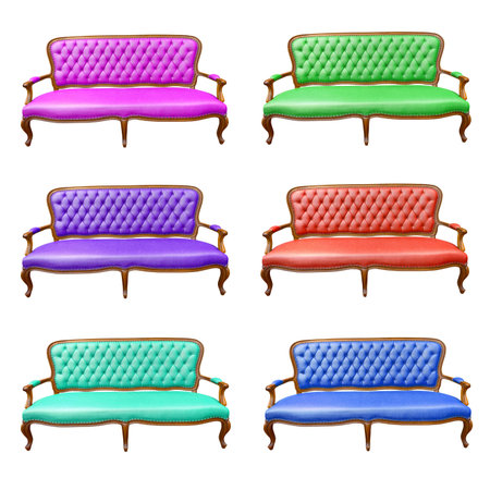The set of luxury sofa isolated on the white background