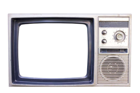 old vintage TV isolated on white background with clipping pathの写真素材