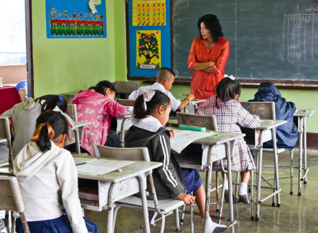 The national test of students in grade 3 at 8 - 9 March 2012  in  Ban Na school , Nan  Thailand