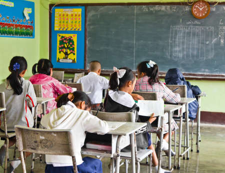 The national test of students in grade 3 at 8 - 9 March 2012  in  Ban Na school , Nan  Thailandのeditorial素材