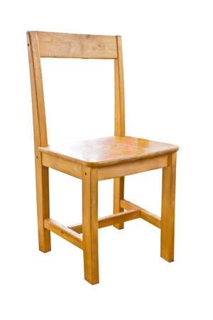 wooden chair on white background の写真素材