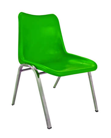 green plastic chair on white backgroundの写真素材