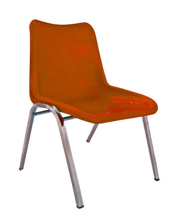 red plastic chair on white backgroundの写真素材