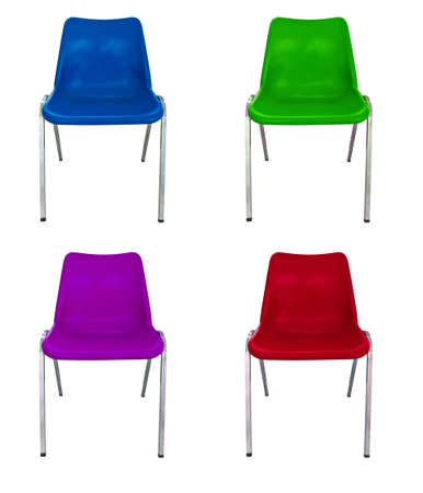 colour of plastic chairs on white backgroundの写真素材