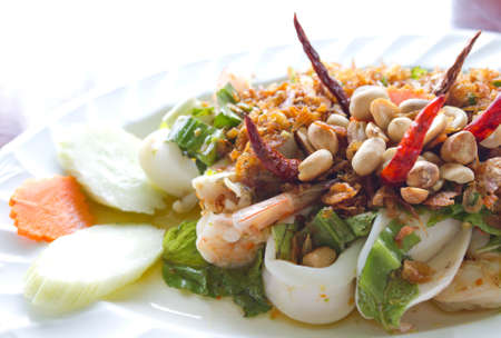 Spicy mixed of seafood, in Thailandの写真素材