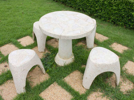 the stone bench in the parkの写真素材