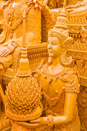 Thai candle festival of buddha at Nakhon Ratchasima province in Thailand  Closeup for design work の写真素材