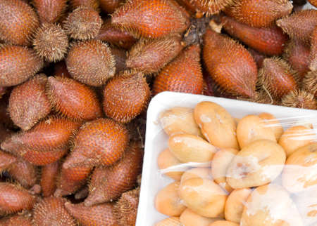 close up of salacca, tropical sweet fruit in Thailandの写真素材
