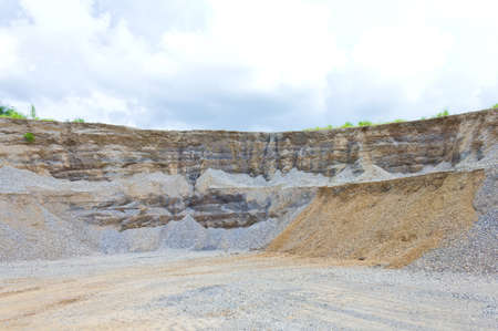 layers of soil and rock beneath the mound of the rock for make the roadの写真素材
