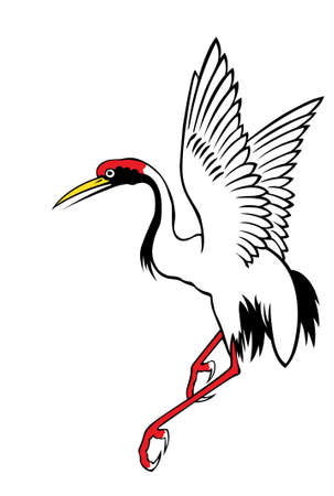 chinese heron painting on the white backgroundの写真素材