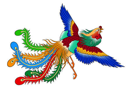 phoenix chinese style on white backgroundの写真素材