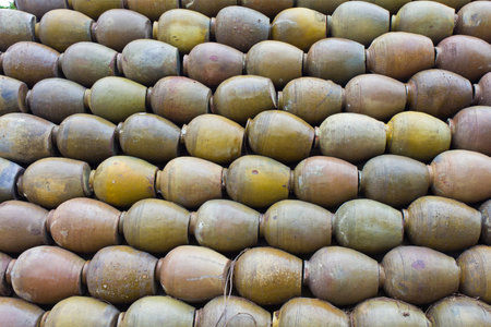 the row from many jars of clay in Thailandの写真素材