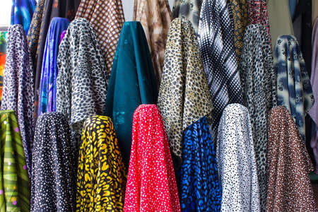 colorful from the row of fabrics in fabric storeの写真素材