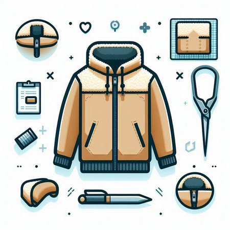 Vector illustration of winter jacket and accessories. Winter clothing and accessories.のイラスト素材