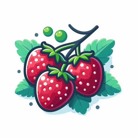 Strawberry vector illustration. Isolated on white background. Vector illustration.のイラスト素材