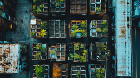 Recycled shipping containers transformed into smart green logistics hubs, --chaos 30 --ar 16:9 --v 6.1 Job ID: e7ccc000-471b-432f-8cb4-e720513bc5fdの素材