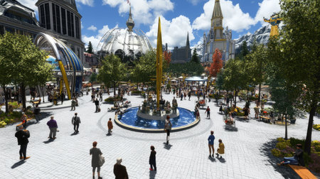 Futuristic marketplace in the metaverse, global avatars shopping with cryptocurrency, --chaos 30 --ar 16:9 --v 6.1 Job ID: e0bf37e5-89b6-42fe-b7f7-c18593245dc2の素材