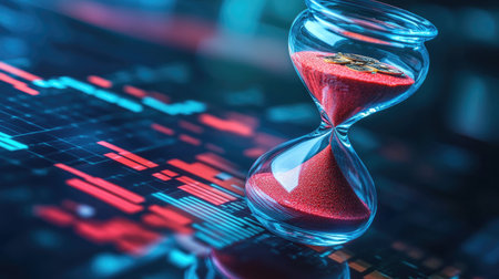 An hourglass with different currencies draining into a digital stock exchange, --chaos 30 --ar 16:9 --v 6.1 Job ID: 1c2bbe0e-c14b-47c2-aadc-e9009351d900の素材