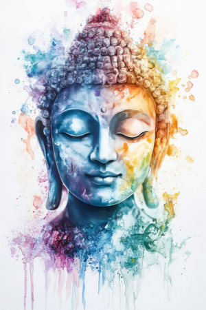 Buddha portrait, watercolor, colorful, soft colors, white background, high resolution, hyper realistic --ar 2:3 --v 6.1 Job ID: db8a7992-159f-4ef0-897d-9df439ba1861の素材