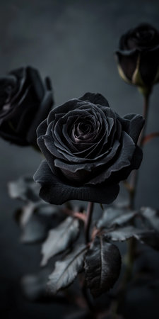 Black roses, dark background, dark color scheme, hyper-realistic, photography, ultra-high definition, professional photography --ar 1:2 --v 6.1 Job ID: 508fb9a1-cbd0-4d49-aa98-360e8940ffb3の素材