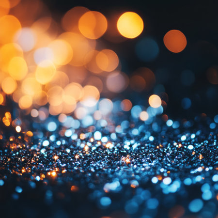A photo of sparkling blue glitter with blurred lights in the background. The glitter is scattered across the surface, creating an enchanting and magical atmosphere. This image would be perfect for a beauty or fashion magazine cover, showcasing a sense of glamour and sophistication. --v 6.1 Job ID: 0f1c287c-a01a-415d-b5e7-b43ea6e858c1の素材