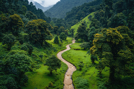 A river with brown water flowing through green grass near trees, drone footage of the Narekra River in southern Bangrabbiolomgna, India. Photo taken from above. --chaos 30 --ar 3:2 --quality 2 --stylize 250 --v 6.1 Job ID: 3bbe8231-4019-4b1d-a0ff-74d3f66dec46の素材