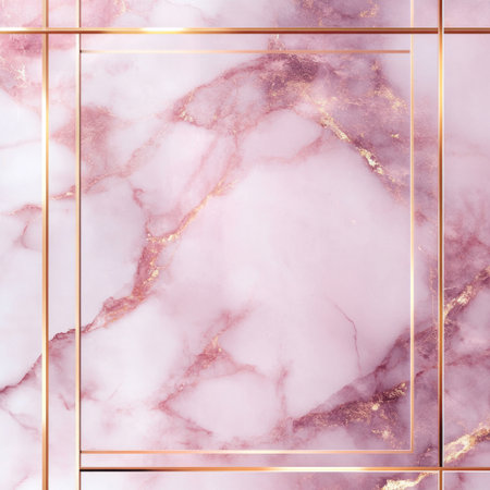 Marble texture, surrounded by rounded edges with golden frames and rose gold foil lines, in a pink color scheme. --v 6.1 Job ID: 6e33a050-1b09-4d20-8f0d-b3a8bbeda05cの素材