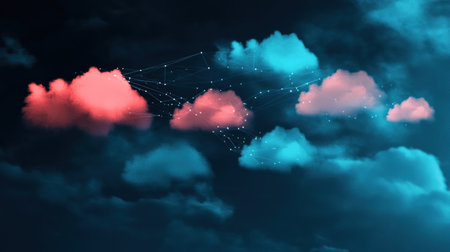 futuristic digital cloud platform with floating data icons and bright, complex server connections --chaos 30 --ar 16:9 --v 6.1 Job ID: e0693455-0660-49cd-945c-00dff20f9f9cの素材