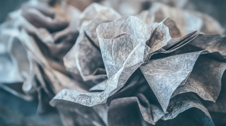 crumpled textured paper with abstract folds, showcasing intricate lines and shadows --chaos 30 --ar 16:9 --v 6.1 Job ID: 8eae0d08-9ce8-444c-bff9-d40664be510eの素材