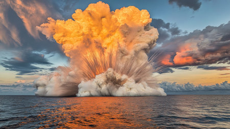 dramatic cloud explosion over open sea, atmospheric tension, no humans --chaos 30 --ar 16:9 --v 6.1 Job ID: 9b920966-6222-4b83-abe6-60b637cd3c12の素材