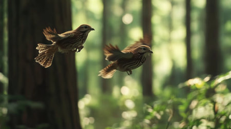 duet of birds mid-flight, dynamic composition, crisp motion --chaos 30 --ar 16:9 --v 6.1 Job ID: cb61b710-e6f2-4094-8a57-769488f0ccbfの素材