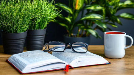 elegant desk with open book, glasses, fountain pen, nostalgic Fatherâs Day feel --chaos 30 --ar 16:9 --v 6.1 Job ID: 9940532d-ea4a-43d1-ab93-53e93b78c60dの素材