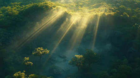 gentle mountain mist with rays of sunlight breaking through, representing overcoming mental challenges and finding peace --chaos 30 --ar 16:9 --v 6.1 Job ID: 89c635c0-cc1b-4036-ace4-c127f243be3eの素材