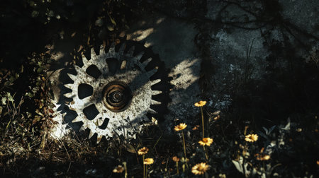 floating saw blade casting shadow on wildflowers, surreal solstice concept --chaos 30 --ar 16:9 --v 6.1 Job ID: 695e921b-755b-44f7-9adb-434a6d54c477の素材