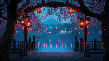 Generate an awe-inspiring image featuring Fuji's elegant reflection in Lake Kawaguchiko, embraced by the enchanting cherry blossoms --chaos 30 --ar 16:9 --v 6.1 Job ID: 6e7887b4-1b1d-4433-b569-7632aa647a7cの素材