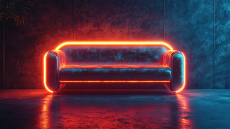 Design a futuristic sofa crafted from bioluminescent materials, glowing softly in the dimness, a solitary, radiant object captured in sharp 4k clarity --chaos 30 --ar 16:9 --v 6.1 Job ID: 6103ad34-77aa-44f7-9775-ecde193be089の素材