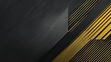 An abstract composition features diagonal lines and geometric shapes. The image displays a contrasting color palette of black and gold with a textured appearance. The composition uses angled lines and shapes, possibly for use in design projects or commercial artwork. The overall impression is modern and sophisticated.の素材