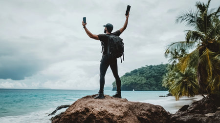 Craft a fictional influencer persona on a deserted island, detailing their daily struggles and desperate attempts to maintain their online brand --chaos 30 --ar 16:9 --v 6.1 Job ID: 2ec3e3fe-1705-4dd2-98d6-59722ce290a4の素材