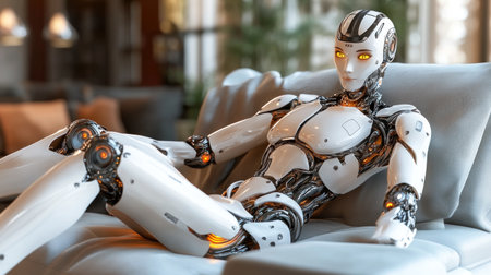 Create a futuristic advertisement for a robot companion, focusing on its ability to provide unwavering emotional support --chaos 30 --ar 16:9 --v 6.1 Job ID: c1e1b2fe-1fdf-4728-91c2-4ccc21596b26の素材