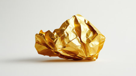 Create a piece showing a crumpled paper as though it's made of gold, radiating brilliance against white --chaos 30 --ar 16:9 --v 6.1 Job ID: 5413d311-1757-4537-bbc4-21f2b7e49afaの素材