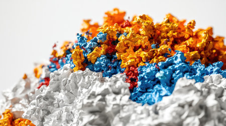 Render a close-up view of the microscopic world thriving inside the crumpled paper, presenting a vibrant ecosystem on a white display --chaos 30 --ar 16:9 --v 6.1 Job ID: 5cd8aebe-141a-4306-b0e0-267c367b4e4cの素材