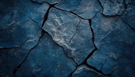 Dark blue slate background with cracks, flat lay. Minimalist natural rock texture. Dark blue slate wall or floor background. Dark blue stone surface. Textured abstract. Banner template. Dark blue background with rough, cracked surface. Close-up. Flat lay. Black and blue rock wall background. --ar 53:30 --v 6.1 Job ID: 75bfc665-2252-4839-ad2d-63668589bb72の素材