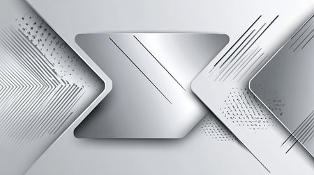 Overlapping geometric shapes create a modern, abstract background with light and shadow effects.の素材