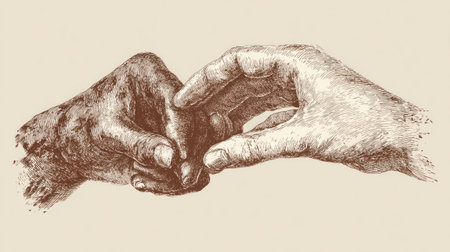 Two old hands gently clasping each other, symbolizing support and connection.の素材