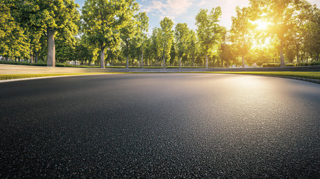 A wide, empty asphalt road with trees and a green landscape against a sunset sky background, a panoramic view of the race track for car racing or other sporting events. A clean, grey tarmac surface for driving in the summertime. A hyper-realistic photo taken with a Sony Alpha ZV-1 camera. --chaos 30 --ar 16:9 --v 6.1 Job ID: bf4d6482-f96d-41b4-9cbe-9ab2f43d4984の素材