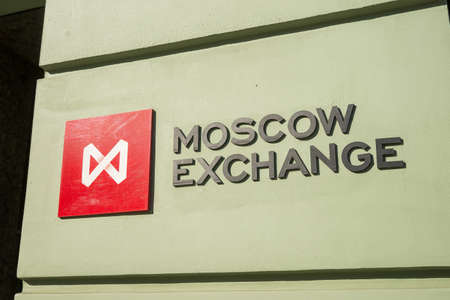 Moscow stock exchange sighboardのeditorial素材