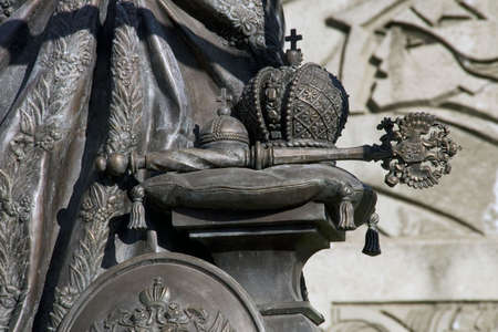 Detail of an ancient bronze sculptureの写真素材
