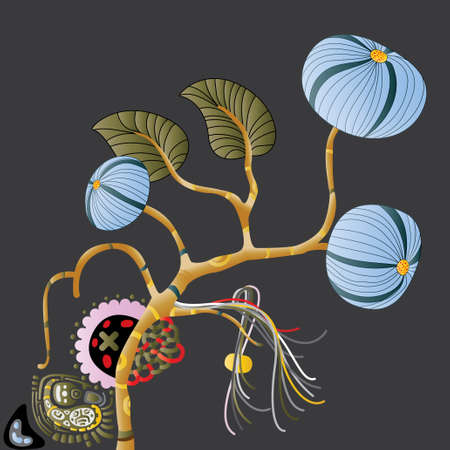 blue berries in the golden boughのイラスト素材