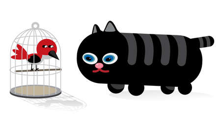 cat and birdのイラスト素材